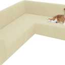 Arfntevss Stretch Sectional Couch Covers L Shaped Corner Sectional Sofa Cover Washable Jacquard Soft Fleece U Shape Sofa Slipcovers Anti Slip Furniture Protector for Dogs Pets (X-Large, Beige)
