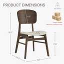 KISLOT Wooden Dining Chairs Set of 2, Upholstered Modern Dining Room Chairs, Mid Century Oak Kitchen Chairs with Ergonomic Wood Backrest for Farmhouse, Restaurant, Caf (Cream Fabric & Walnut Color)