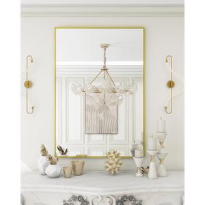 Koonmi Gold Rectangle Wall Mirror, 20x30 Inch Bathroom Mirror, Aluminum Frame Vanity Mirror for Entryway, Living Room, Bedroom Bathroom, Hangs Horizontally or Vertically