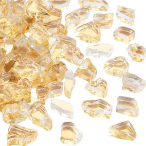 10 Pounds Fire Glass,1/2 Inch Crushed Fire Glass Rocks for Fire Pit Table,Fireplace and Landscaping High Luster,Will Not Fade or Crack (Gold)