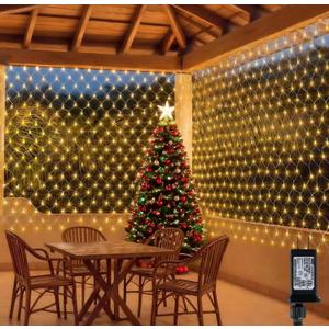 10FTx10FT Christmas Net Light Outdoor Mesh Decor, 280 LED Warm White Blanket Xmas Lights Outside Decorations Waterproof with 8 Modes,Timer for Bushes Shrubs Hedge Trees Grass