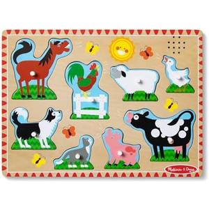 Melissa & Doug Farm Animals Sound Puzzle - Wooden Peg Puzzle with Sound Effects (2  Pack)