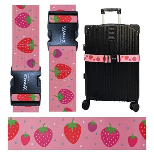 Teeoff Elastic Luggage Straps Suitcase Belts Travel Bag Accessories Adjustable 220CM (Strawberry)