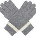 BRUCERIVER Men's Classic Knit Gloves Warm Ribbed Turnover Cuff Touchscreen function (Gray)