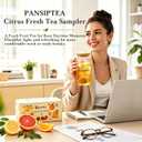 PanSipTea Citrus Fruit Tea Variety Pack, 20 Tea Bags with Glass Tumbler (EXP 12/01/26)