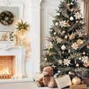 30 Pcs Christmas Tree Picks and Sprays Decorations, Champagne Glitter Floral Twig Berry Stems Branches Artificial Poinsettias for Home Christmas Tree Ornaments Wedding Holiday Xmas Party DIY Decor