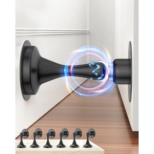 Door Stoppers Magnetic Door Catch - 2 Pack Stainless Steel Heavy Duty Door Holder Stops for Bottom Top of Door - Wall Floor Mounting No Drill Strong Adhesive & Screws Strong Magnet Keep Door Open