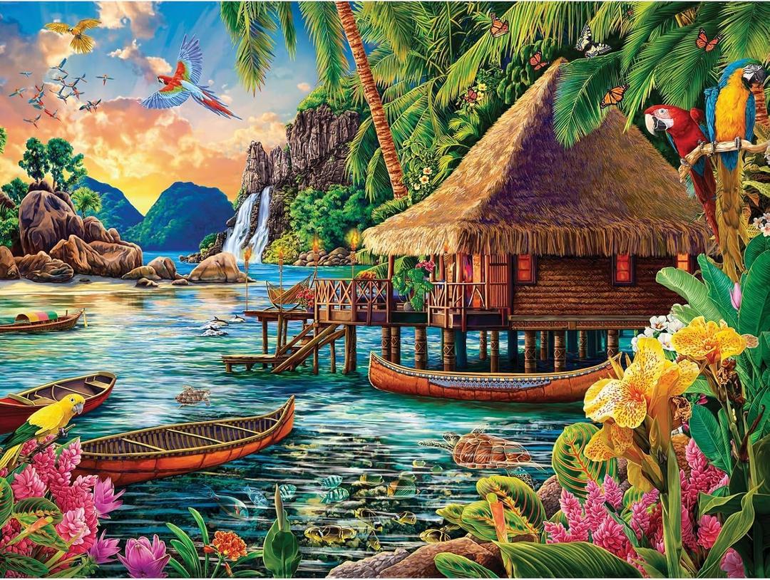 Bits and Pieces  Large 300 Piece Jigsaw Puzzle for Adults  Tropical Landscape - Island Ocean Jigsaw Puzzle by Image World, Completed Puzzle Size: 18" x 24"