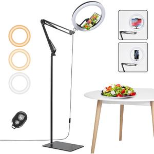 UTEBIT Ring Light with Stand Tripod for iPhone, 12" Overhead Camera Mount Phone Holder 73" Tall Adjustable Selfie Light with Phone Holder for Video Recording, Photography, Streaming, TikTok, YouTube