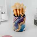Leather Pen Holder for Desk, Marbled Texture Pencil Organizer Makeup Brush Cup Holders Pen Storage for Office Home