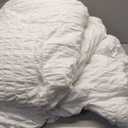 JOLLYVOGUE White Comforter Full Size, 3 Pieces Seersucker Lightweight Full Size Bedding, All Season Fluffy Microfiber Bedding Comforter Set with 1 Ruffle Comforter and 2 Ruffle Pillowshams