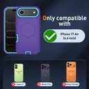 Case Compatible with iPhone 17 Air Case Heavy Duty Shockproof 3-Layer Full-Body Protection Rugged Cover [Compatible with Magsafe] (Purple)