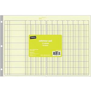 Staples Columnar Book, 12 Columns, 16.31" x 11", Green, 50 Sheets/Book (217885)