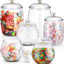 Nuogo 6 Pcs Plastic Candy and Cookie Jar with Lids Decorative Apothecary Jars Candy Buffet Containers Clear Airtight Food Storage Canister Home Decoration(30/42/64 oz,Classic, Stylish)