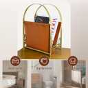 Aocii Magazine Holder, Artificial Leather Magazine Rack Floor with Golden Butterfly Hardware & Antique Brass Buckles, Bathroom Magazine Rack, Magazine Organizer for Floor Standing Home Decor