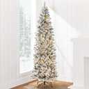 Pre-Lit Snow Flocked Artificial Pencil Christmas Tree, SKY 5095