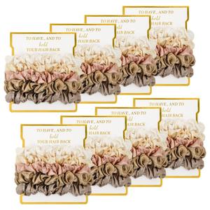 8 Pack Satin Scrunchies - Soft Hair Ties and Bachelorette Party Favors, Hair Accessories for Women's Bridesmaid Proposal (Ivory, Light Gold, Gold, Dusty Pink, Metal Grey)