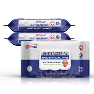 Germisept Antibacterial Hand Sanitizing Wipes Bulk Buy (50 Count x 3 Pack = 150 Wipes)
