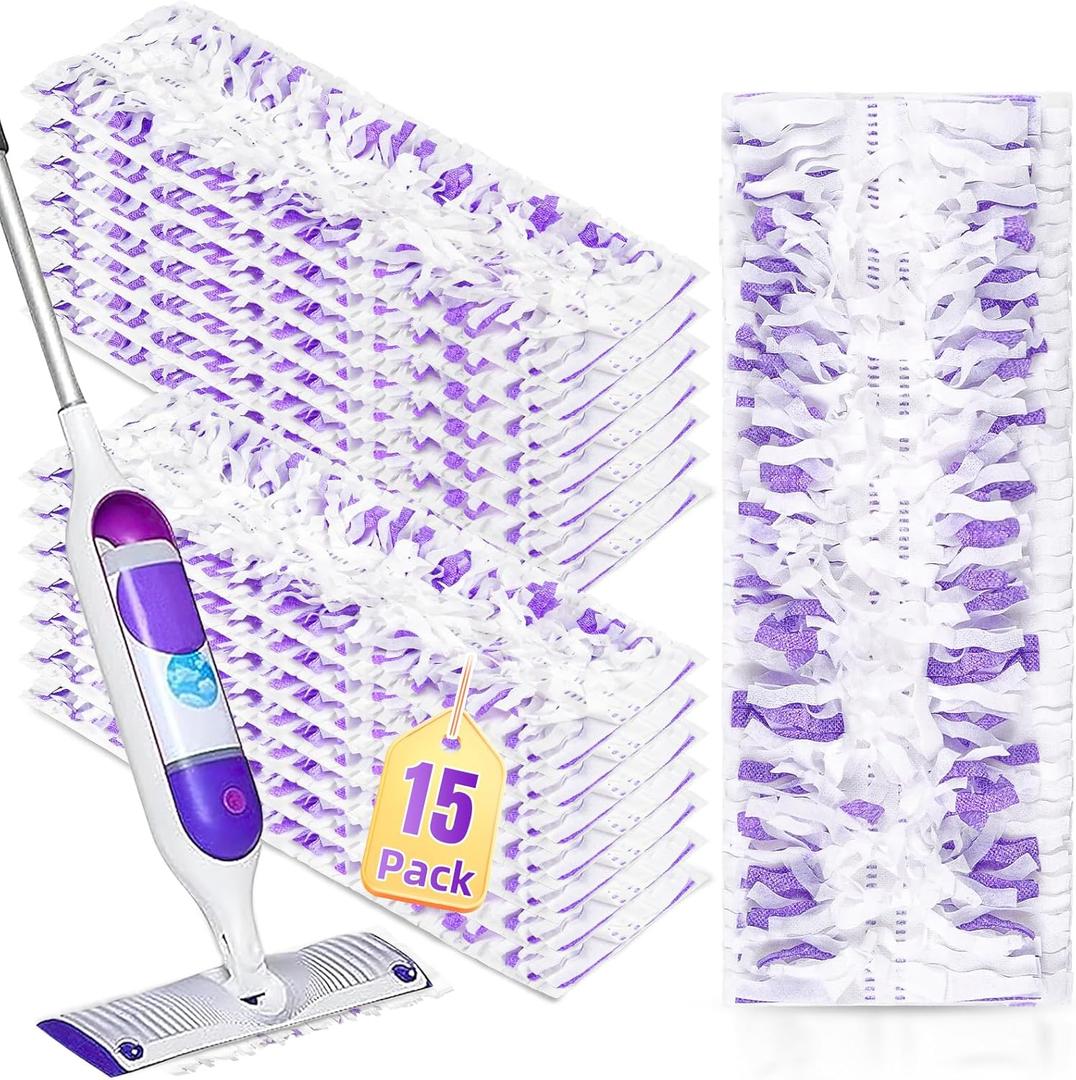 Pack of 15 Disposable Moping Pads Refills for Power Mop Multi-Surface Mop and PowerMop Wood Mop, Replacement PowerMop Pads for Floor Cleaning