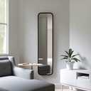 Umbra Hub Leaning Mirror with Rubber Frame, Modern Decor for Entryways, Washrooms, Living Rooms, Black,62"L x 14.5"W, Black 