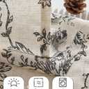jinchan Floral Linen Tier Curtains 36 Inch Farmhouse Cafe Curtains Tie Top Botanic Drapes for Small Windows Over Sink for Kitchen Country Rustic Laundry Room Bathroom RV 2 Panels Black on Beige