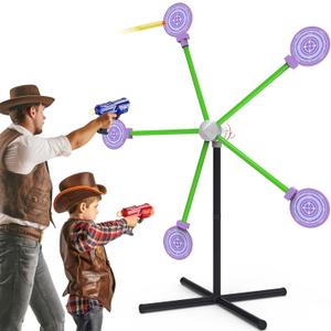 2-Player Shooting Game Toy, Foam Dart Toy Gun with Auto Reset Rotating Shooting Target, Ideal Gift for Kids Ages 6,7,8,9,10+ Pink
