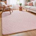 Macgace Ultra Soft Pink Area Rug for Living Room, 5x7 Modern Geometric Shag Rugs with Nonslip Backing for Bedroom, Washable Fuzzy Carpet for Cozy Kids Girls Room Nursery