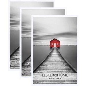 ELSKER&HOME 20x30 Frame 3 Pack, White 20x30 Poster/Picture Frame for Horizontal or Vertical Wall Mounting, Sturdy and Scratch-proof