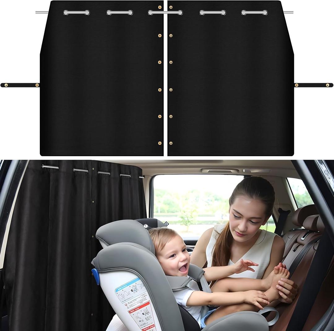 XCBYT Car Privcay Curtains - Car Camping Divider Curtains with Stainless Steel Adjustable Length Crossbar Van Curtains Car Window Shades for Van SUV Pickup Truck Travel Nap Camping (C-Xw-1.8m Curtains)