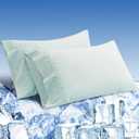 Cooling Pillow Cases Set of 2,Queen Size Cool Pillowcases for Hair Skin and Hot Sleepers, Soft Silky Summer Pillow Cover with Envelope Closure, Emerald Blue, 20"x30"