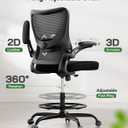 Marsail Drafting Chair, Tall Office Chair with 2D Lumbar Support, Standing Desk Chair,High Office Chair with Padded Flip-Up Armrests & Adjustable Footrest Ring, Dark, Length: 24.8 in, Width: 24.8 in, Height: 46.85 in