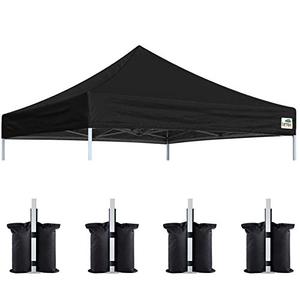 Eurmax USA New 10x10 Pop Up Canopy Replacement Canopy Tent Top Cover, Instant Canopy Top Cover ONLY, Choose 30 Colors,Bonus 4PC Pack Weight Bag (Black)