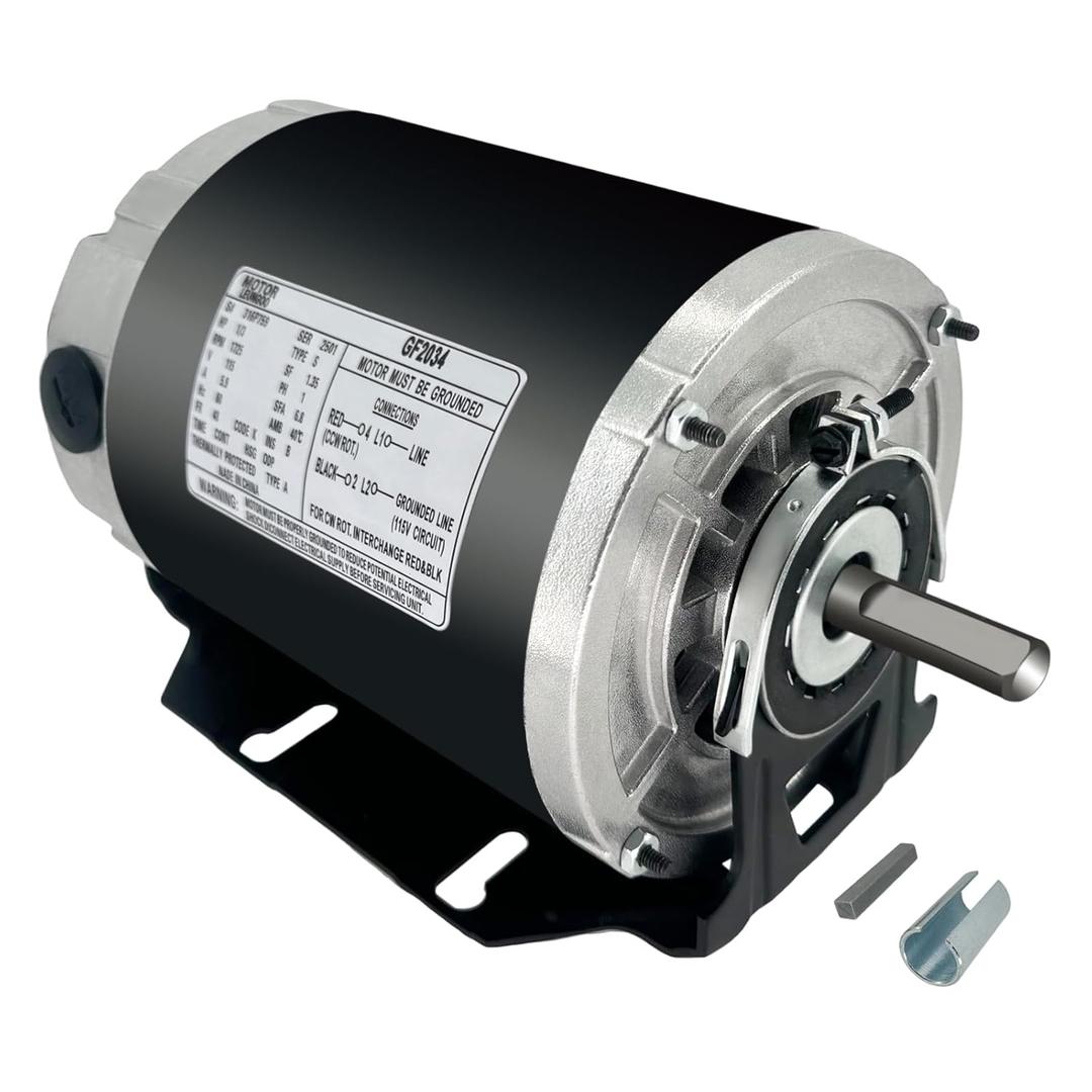 GF2034 Blower Motor 1/3HP 115V 60Hz 1725RPM 48FR Replaces Packard 45013 Ao smith/Century 316P169, NBK20598 EMERSON 8100, GE BF4706, Universal 805, Baldor RSP2442, Carrier HC41DE114, Belt Drive Leungoo