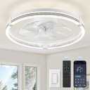 ZMISHIBO Low Profile Ceiling Fans with Lights, Flush Mount Modern Ceiling Fan and Remote Control, 20" LED Ceiling Fans, Stepless Dimmable 3 Colors and 6 Speeds