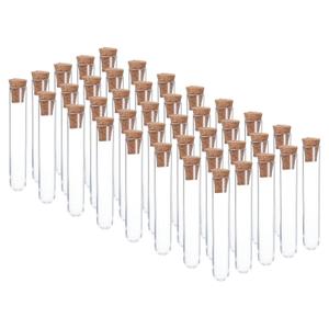 PATIKIL 5ml Plastic Test Tubes with Cork Stoppers, 40Pcs 75x12mm Tubes for Scientific Party Decoration Candy Bead Storage Bath Salt Lab Use, Clear