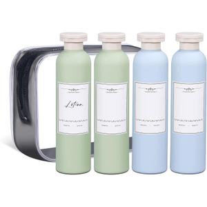 ASEVAT 8.8 oz Leak Proof Travel Bottle with Flip Cap, Shampoo and Conditioner Bottle Set, Refillable Containers for Lotion, Cream Shampoo(4Pcs) (Blue+Green)