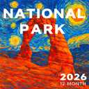 5 x 2026 Wall Calendar, 12" x 12" National Parks Calendar  Large Monthly Layout, Thick Premium Paper, 12" x 24" Open, Includes Monthly Planner Features