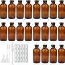 8oz Amber Glass Bottles, 20 Pack Glass Storage Bottles with Black Lids (Brown, 20 Labels, with Funnels, Droppers and Brush)