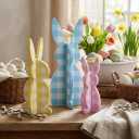 Valery Madelyn Easter Decorations, Bunny Decor Table Centerpiece, 3 Pcs Wooden Easter Decor Indoor, Cute Bunny Decorations for Table Shelf Tiered Tray Home Livingroom Kitchen Bedroom, 5-8 inch