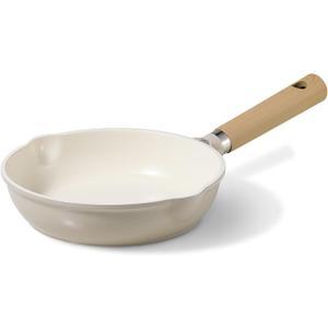 CAROTE 8" Ceramic Frying Pan Skillet, Non Stick Frying Pan Chef's Pan, Healthy & PFOA/PFAS Free, Induction-Compatible, Taupe (8 inch Without Lid)