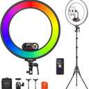 NEEWER RL45C 18" Edge Lit 45W RGB LED Ring Light with Phone Tripod Stand Remote CRI95+ 3100lux/0.5m 2500K10000K 360 Full Colors App/2.4G Control Compatible with iPhone Selfie Makeup Video Recording