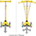 3-Wheel Kick Scooter for Kids Ages 3-8 Lean-to-Steer Toddler Scooter with Extra Wide Light Up Wheels, 4 Adjustable Heights, Foldable Scooters for Boys & Girls, Max Weight 110lbs