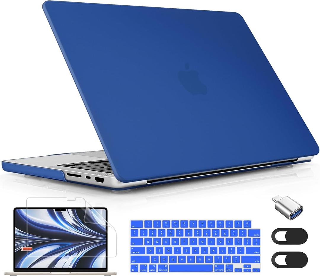 MacBook Pro 16 inch Case M1 M2 M3 M4 M5 Pro/Max with Liquid Retina XDR, Release 2021-2025 2026 A3429 A3428, Hard Shell Case with Screen Protector & Keyboard Cover, Matte Dark Blue