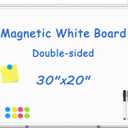 Double-Sided White Board Dry Erase Magnetic Whiteboard Wall 30x20 Silver