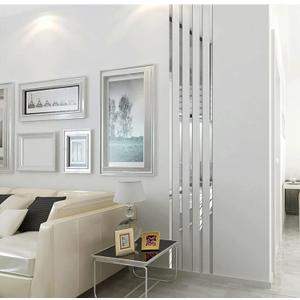 19.7 Ft. Self-Adhesive Flexible Wall Sticker, Vibrant Acrylic Mirror Stickers, Removable Decals Stickers for Wall Frames/Wallpaper Border/Waist Lines(Silver) (0.6in Width)