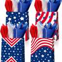 JOYGATHER 24 Pcs Patriotic Party Favors Bags with 24 Tissue Paper, USA American Flag Gift Goodie Kraft Paper Bags for 4th Of July Independence Day Veterans Day Memorial Day Birthday Party