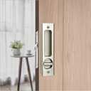 6.3" Privacy Pocket Door Lock HardwareSliding Barn Door Lock with KeysConcealed Recessed Door Handle Door Lock Furniture Hardware Door Locks for Many Scenarios Bathroom, Barn,Bedroom (Silver)