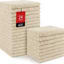 HOMEXCEL Microfiber Washcloths 24 Pack, Highly Absorbent and Soft Face Towel, Multi-Purpose Wash Cloths for Bathroom, Hotel, Spa, Gym, and Kitchen, 12x12 Inch, Brown