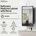 NLShan Medicine Cabinet Mirror for Bathroom: Recessed Vanity Bathroom Cabinet with Mirror Door - Black Metal Framed and Wall Mounted Design with Adjustable Shelves for Bathroom Storage - 16x24 inch