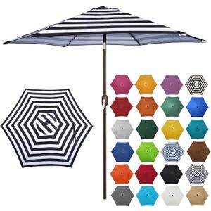 Blissun 7.5 ft Patio Umbrella, Yard Umbrella, Outdoor Market Umbrella with Push Button Tilt Crank, Black & Beige